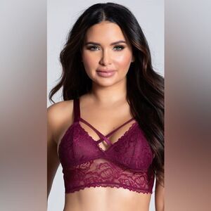 NWT Seven til midnight Yandy lacy longline lattice bralette in wine Sz 3X/4X